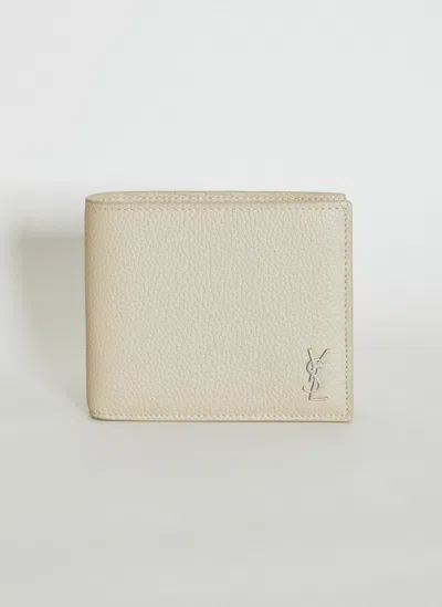 Saint Laurent Tiny Cassandre East/west Wallet In Neutral