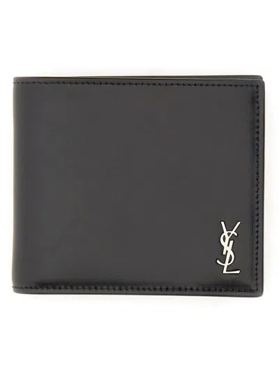 Saint Laurent Tiny Cassandre East/west Wallet In Black