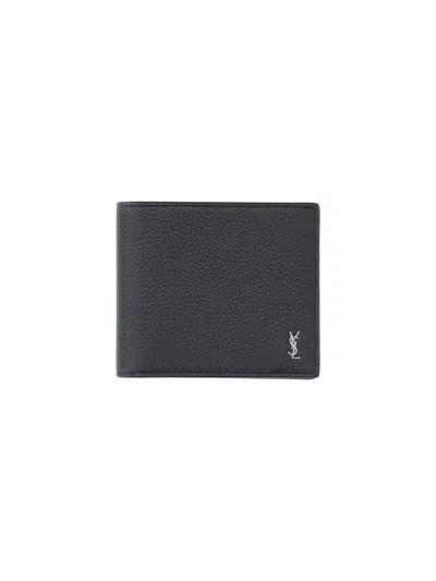 Saint Laurent "tiny Cassandre East/west" Wallet In Black