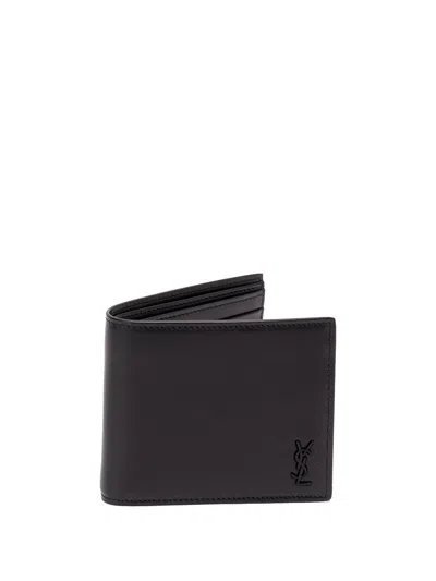 Saint Laurent Tiny `cassandre` East/west Wallet In Black  