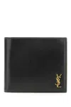 Saint Laurent Tiny Cassandre East/west Wallet With Coin Purse In Shiny Leather Accessories In Black