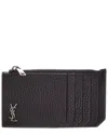 Saint Laurent Tiny Cassandre Fragments Leather Card Case In Black