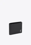 Saint Laurent Tiny Cassandre Leather Bi-fold Wallet In Black