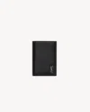 Saint Laurent Tiny Cassandre Leather Card Holder In Black