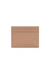 Saint Laurent Tiny Cassandre Leather Card Holder In Nude