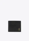 Saint Laurent Tiny Cassandre Leather Wallet In Black