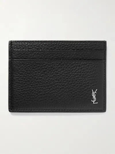 Saint Laurent Cassandre Logo-plaque Leather Wallet In Black