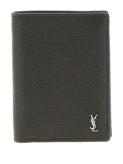 SAINT LAURENT TINY CASSANDRE METAL LOGO CARD HOLDER