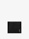 Saint Laurent Logo-plaque Leather Bi-fold Wallet In Black