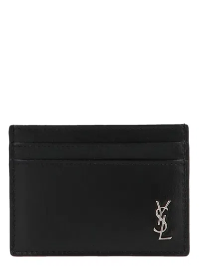 Saint Laurent Tiny Monogram Card Holder In Black