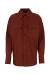 Saint Laurent Tiziano Red Cotton Shirt In Rougefonce