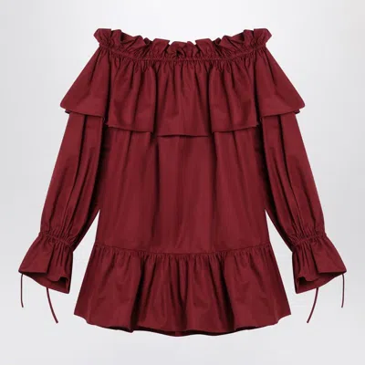 SAINT LAURENT SAINT LAURENT TIZIANO RED TWILL MINI DRESS