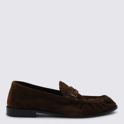 Saint Laurent Tobacco Leather Loafers In Brown
