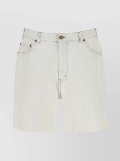 SAINT LAURENT TONAL STITCHING DENIM BERMUDA SHORTS