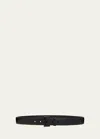 Saint Laurent Tonal Ysl Calf Leather Belt In Black / Noir