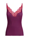 Saint Laurent Lace Tank Top In Ribbed Silk Jersey