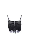 Saint Laurent Knit Crop Top Lace Overlay