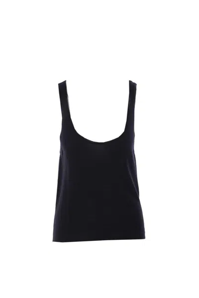 Saint Laurent Straight Hem Sleeveless Tank Top In Black