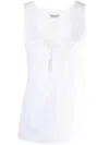 Saint Laurent Paris Women Canotta Henley In Popeline Di Cotone