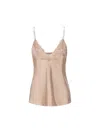 Saint Laurent Women's Lace Trim Top In Beige