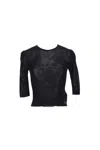 Saint Laurent Cassandre Cropped Knit Top In Black