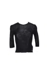 Saint Laurent Cassandre Cropped Knit Top In Black