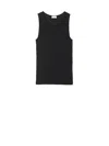 Saint Laurent Cassandre Ribbed Logo-embroidered Wool Tank Top In Black