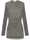 Saint Laurent Polka-dot Ruched Tulle Minidress In Black