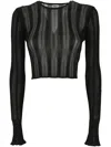 Saint Laurent Extra Fine Viscose Long Sleeve Top In Black
