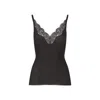 Saint Laurent Laced Tank Top In Ribbed Silk Jersey In Black