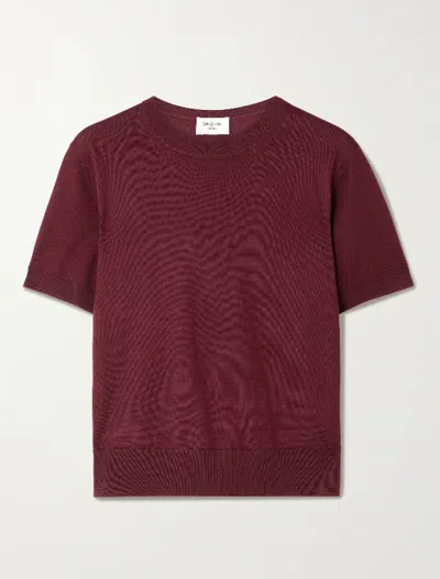 Saint Laurent Top Col Rond In Burgundy