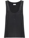Saint Laurent Scoop-neck Silk Tank Top In Black