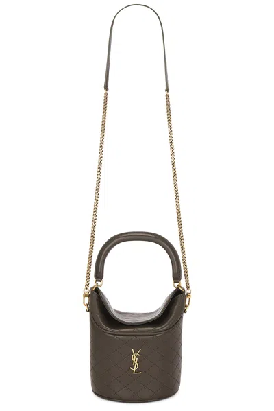 Saint Laurent Top Handle Bucket Bag In Brown
