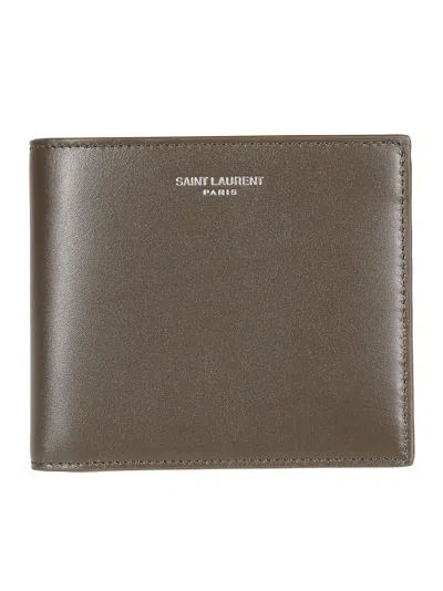 Saint Laurent Top Logo Bifold Wallet In Gold