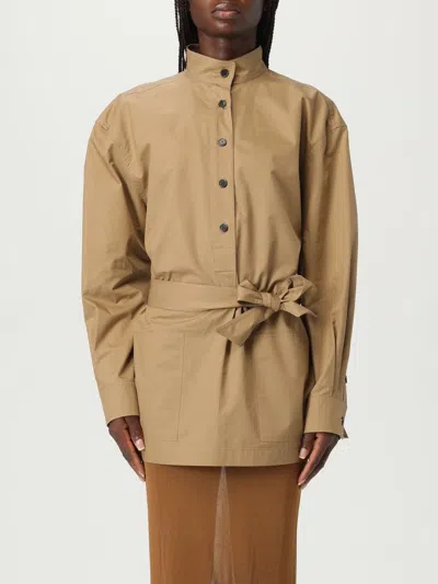 Saint Laurent Camel Poplin Shirt In Brown