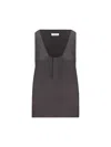 Saint Laurent Scoop-neck Silk Tank Top In Tempete