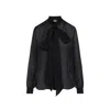 Saint Laurent Elegant Silk Shirt With Neck Bow In Black