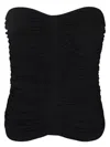Saint Laurent Strapless Ruched Crepe-jersey Bustier Top In Black