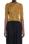 Saint Laurent Mud Wool Viscose Top In Brown