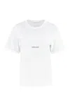 Saint Laurent Basic White T-shirt With Miiddle Logo Print In Cotton Woman In White