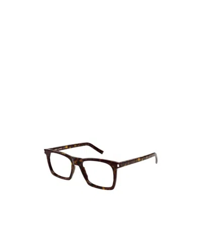 Saint Laurent Tortoise-shell Square Frames In Brown
