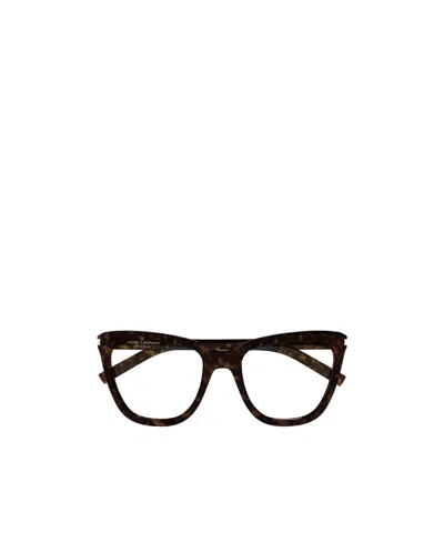 Saint Laurent Tortoiseshell Cat-eye Frame Glasses In Black