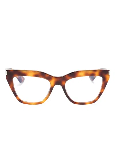 Saint Laurent Cat-eye-brille In Schildpattoptik In Brown