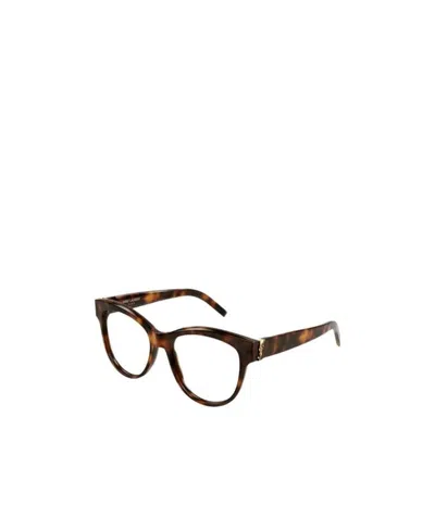 Saint Laurent Tortoiseshell Cat-eye Glasses In Brown