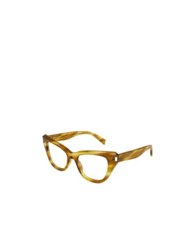 Saint Laurent Tortoiseshell-effect Cat Eye-frame Glasses In Brown