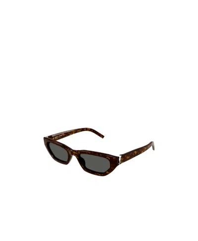 Saint Laurent Tortoiseshell-effect Cat-eye Frame Sunglasses In Brown