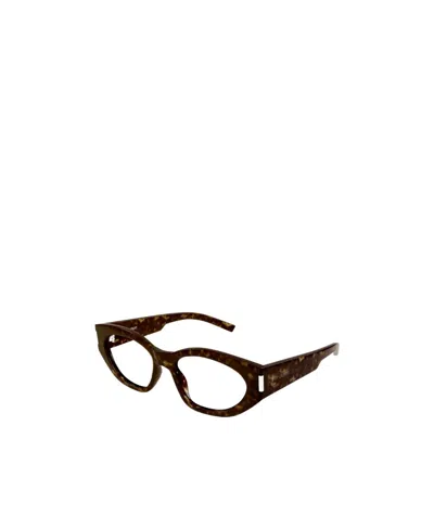 Saint Laurent Tortoiseshell-effect Cat-eye Glasses In Brown