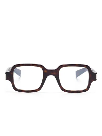 Saint Laurent Tortoiseshell-effect Glasses In 褐色