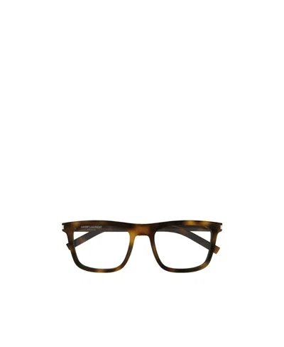 Saint Laurent Tortoiseshell-effect Glasses In Black