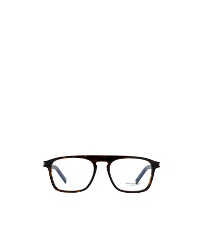 Saint Laurent Tortoiseshell-effect Glasses In Black
